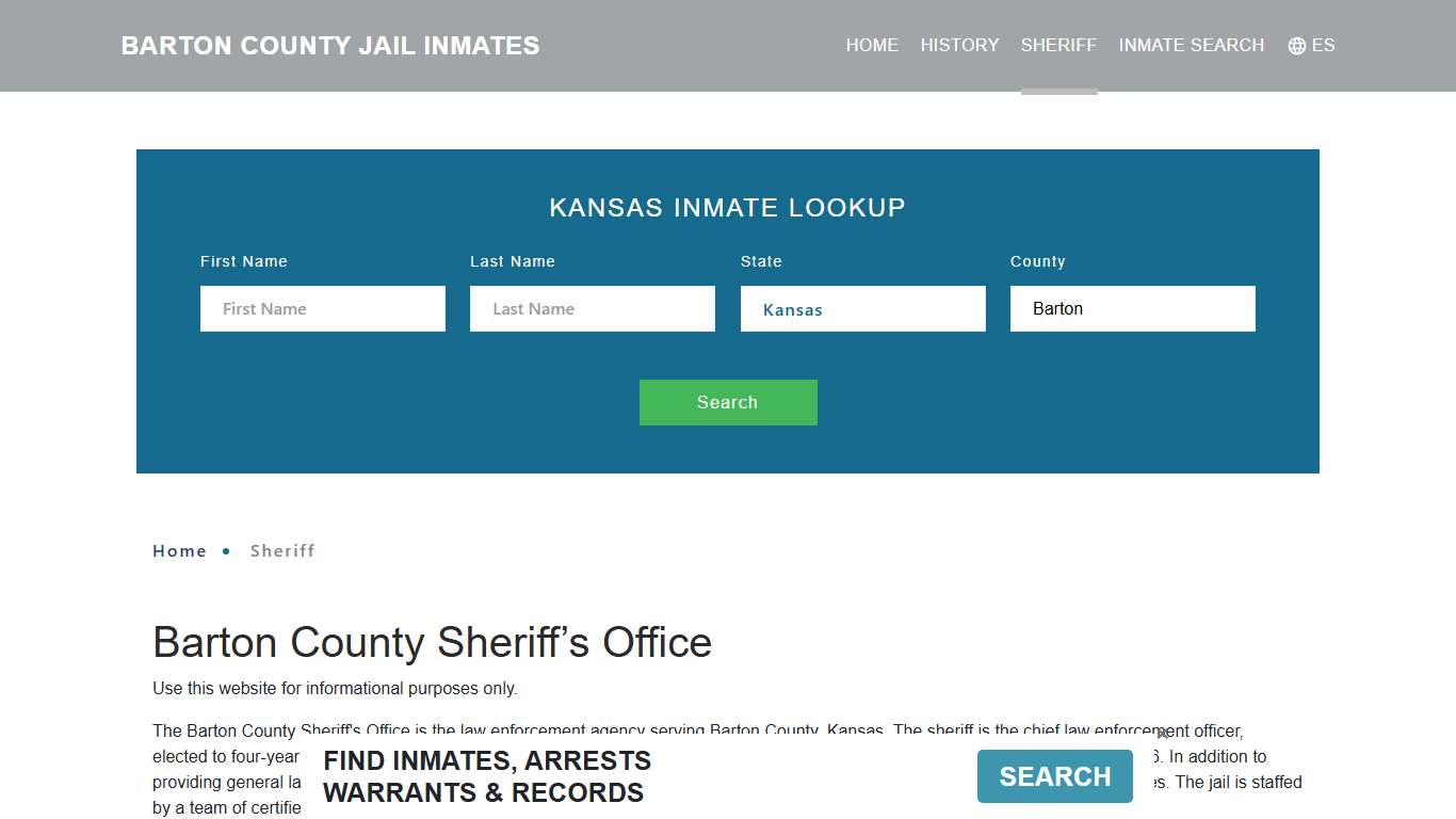 Barton County Sheriff, KS Arrest Warrant Lookup
